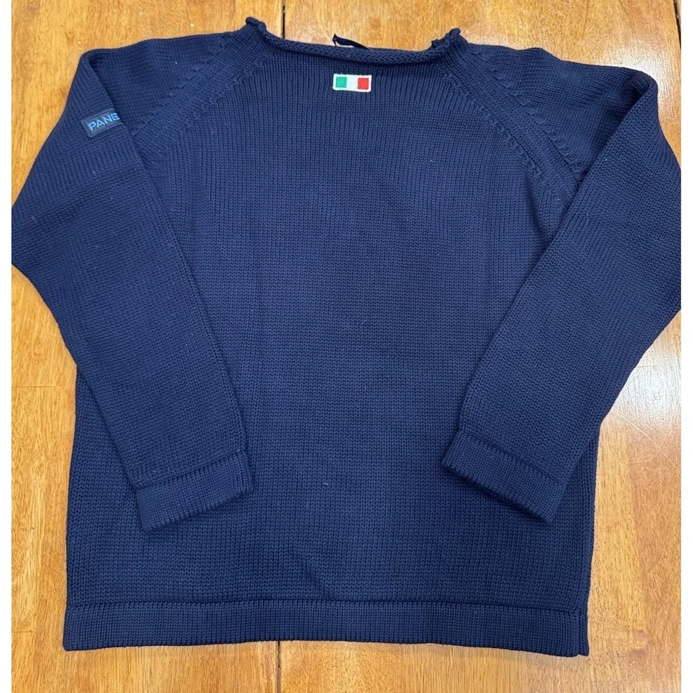 Panerai Roll Neck Sweater Blue Knit 100% Cotton Men's